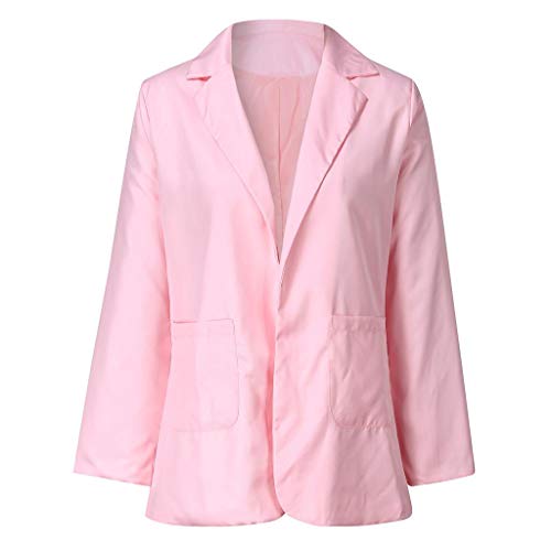 Trajes Mujer Invierno Otoño 2019 SHOBDW Liquidación Venta Abrigos Mujer Elegantes Color Sólido Chaqueta Mujer Solapa Cardigan Mujer Largos Rebajas Casual Blazers Mujer Talla Grande(Rosado,5XL)