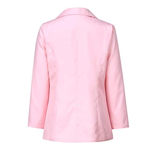 Trajes Mujer Invierno Otoño 2019 SHOBDW Liquidación Venta Abrigos Mujer Elegantes Color Sólido Chaqueta Mujer Solapa Cardigan Mujer Largos Rebajas Casual Blazers Mujer Talla Grande(Rosado,5XL)