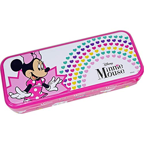 Triple the Fun Minnie Mouse Tin - Neceser Minnie, Set de Maquillaje para Niñas - Maquillaje Minnie - Selección de Productos Seguros en un Estuche con 3 Pisos