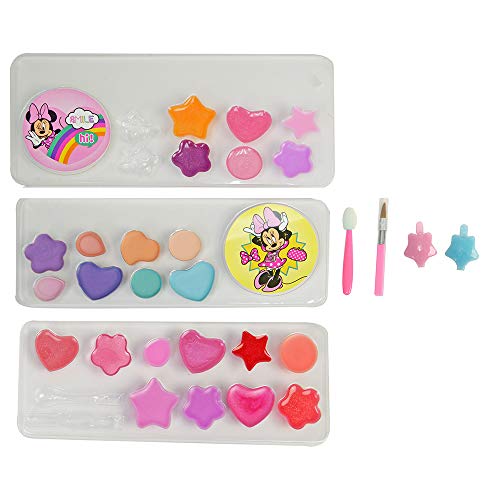 Triple the Fun Minnie Mouse Tin - Neceser Minnie, Set de Maquillaje para Niñas - Maquillaje Minnie - Selección de Productos Seguros en un Estuche con 3 Pisos