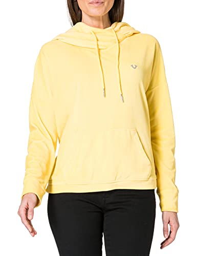 True Religion Hoody Relax Sudadera con Capucha, Amarillo (Pale Banana), L para Mujer