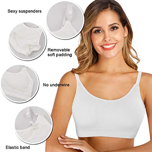 Tuopuda Bralette de Algodón Mujer,Sujetador sin Aros con Relleno Mujer de Verano Sujetador para Mujer Sujetador Sujetadores sin Costuras Sujetador Copa Alta Mujer de 4 Pack (C)