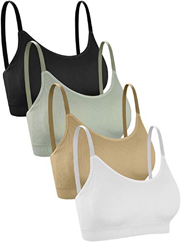 Tuopuda Bralette de Algodón Mujer,Sujetador sin Aros con Relleno Mujer de Verano Sujetador para Mujer Sujetador Sujetadores sin Costuras Sujetador Copa Alta Mujer de 4 Pack (C)