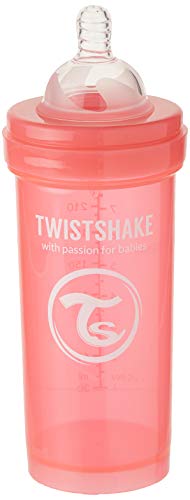 Twistshake - Biberón anticólico tetina silicona (260 ml.) coral