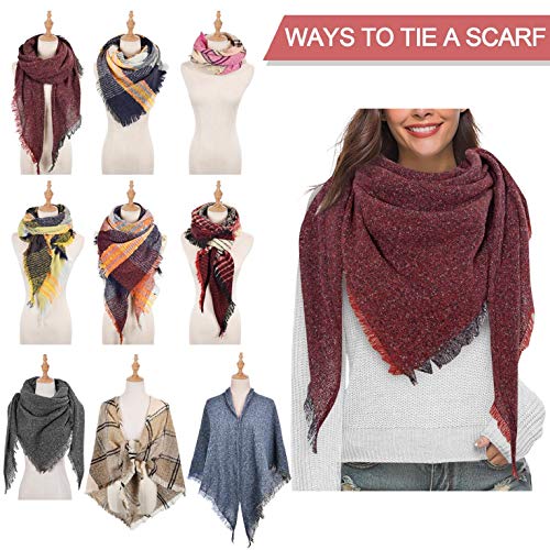 UMIPUBO Bufandas Mujer Invierno Tartán Pashmina Larga Cálido Suave Bufanda Square Grande Chal Cálido Moda Bufandas Fiesta Chal Caliente Mantas Tartán