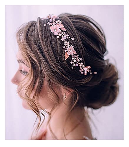 Unicra Cinta de pelo en forma de hoja para novias, accesorios para el pelo de las mujeres, color plateado