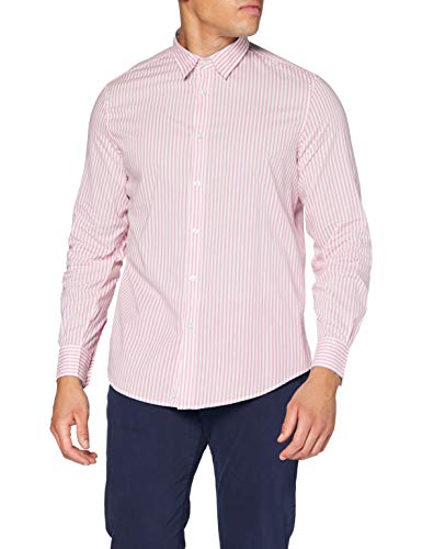 United Colors of Benetton (Z6ERJ Camicia Camisa, Pink/White Striped 95t, S para Hombre