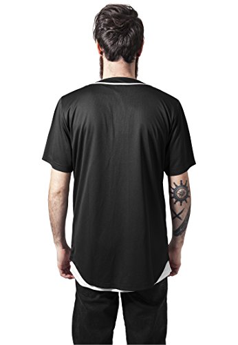 Urban Classics Mesh Jersey Camiseta Baseball con Botones a Presión, Negro (Black), L para Hombre