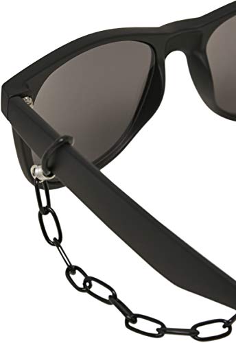 Urban Classics Sonnenbrille Sunglasses Likoma Mirror with Chain Gafas, Black/Silver, Talla única Unisex Niños