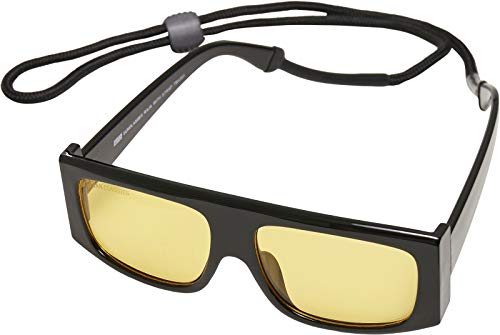Urban Classics Sunglasses Raja with Strap Gafas, Negro/Amarillo, Talla única Unisex Adulto