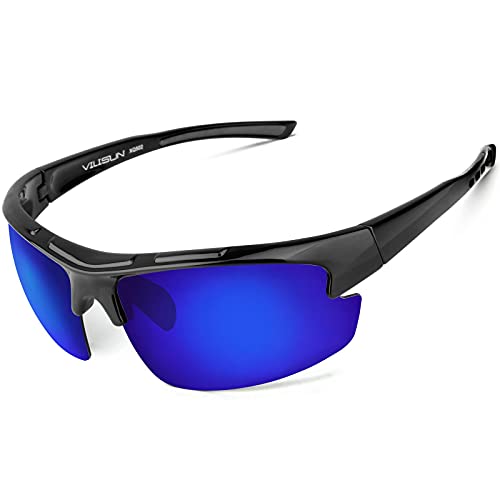 V VILISUN Gafas de Sol Polarizadas Gafas de Ciclismo con Protección UV400 para Hombre Mujer Gafas Deportivas Retro Conducir un Coche Correr Pesca Esquí Golf Ciclismo Gafas de Viaje Premium