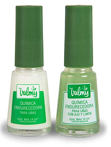 Valmy Química Endurecedor de Uña + Química con Ajo y Limón – Tratamiento de Esmalte Fortalecedor y Blanqueador - 2 Unidades de 14 ml