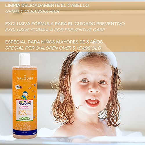 Valquer Laboratorios Pack Champú Y Acondicionador Preventivo Infantil Escolar. Preventivo Piojos. Con Aceite De Árbol De Té - 400 Ml + 300 Ml, color Único