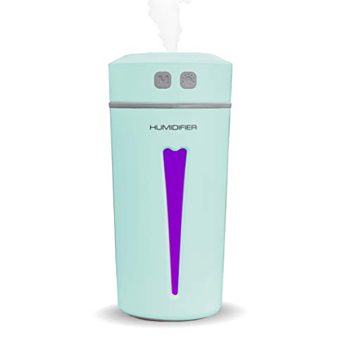 Vaporizador aromático azul, 260 ml, difusor de aceite esencial eléctrico, humidificador, te seguirá de tu coche en la oficina, desde la habitación del bebé hasta el salón. Regalo para nacimiento.