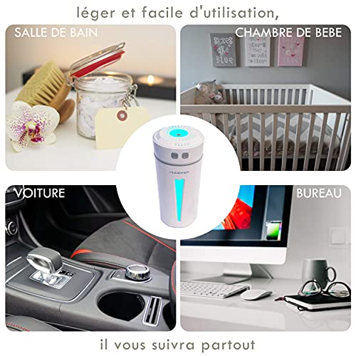 Vaporizador aromático azul, 260 ml, difusor de aceite esencial eléctrico, humidificador, te seguirá de tu coche en la oficina, desde la habitación del bebé hasta el salón. Regalo para nacimiento.