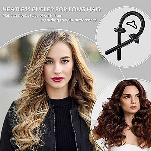 Varilla para Rizar sin Calor,Rizar sin Calor Rulos,Heatless Hair Curler,DIY Hair Styling Kit,para Herramientas de Peinado de Cabello Medio y Largo,4 Piezas. (negro)