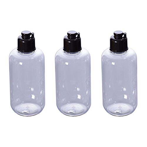 VASANA 3 botellas vacías de plástico transparente recargables de 300 ml con tapa abatible para productos de tocador Cosmetc para líquidos de agua emoliente, champú, loción y gel de ducha