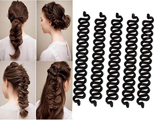 VASANA 5 piezas negro moda francesa pelo peinado clip stick moño fabricante torcedura trenza trenzadora de pelo herramienta de trenzado, rodillo para hacer moño DIY accesorios