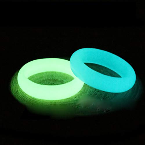 VEED RARA Vez 8 mm de Ancho Natural fluorita Piedra Luminosa Que Brilla en la Oscuridad Anillo joyería Fina