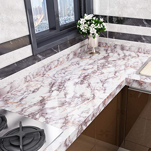 VEELIKE Papel Pintado Mármol Blanco Papel Marmol Gris 40cm x 900cm Papel Adhesivo Encimera Cocina Vinilico Autoadhesivo Pared Papel de Pared Decorativo Salon Papel Tapiz Impermeable para Baño Armario