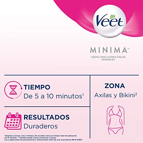 Veet Crema Depilatoria Mujer para Axilas y Área del Bikini con aplicador Roll-On para Pieles Sensibles - Suavidad Duradera - 100ml