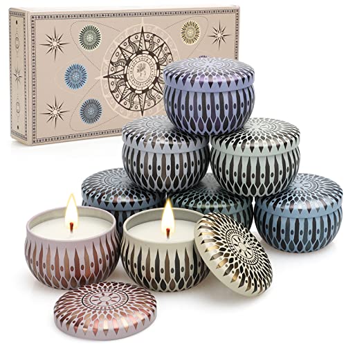 Velas Perfumadas Juego de 8 Piezas, Velas Aromaticas, Cera de Soja, Aromaterapia Decoración Yoga Baño Dormitorio, Relajación Fiesta Boda Baño Yoga Cumpleaños Navidad Día de San Valentín Regalos