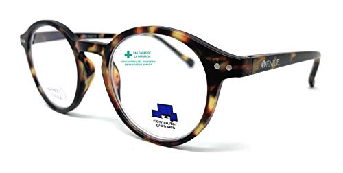 VENICE EYEWEAR OCCHIALI | New Model Gafas de lectura con filtro bloqueo de luz azul para gaming, ordenador, móvil. Anti fatiga Lennon Professional Executive UNISEX venice (Demi, 3.50)