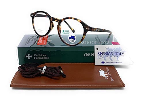 VENICE EYEWEAR OCCHIALI | New Model Gafas de lectura con filtro bloqueo de luz azul para gaming, ordenador, móvil. Anti fatiga Lennon Professional Executive UNISEX venice (Demi, 3.50)