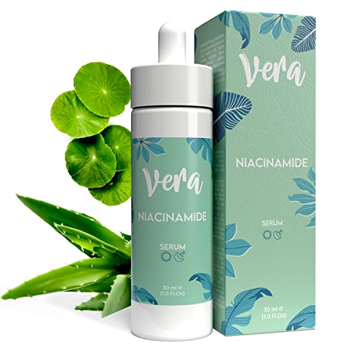 Vera Serum Niacinamida con Acido Lactico - Serum Piel Grasa y Mixta para Reducir Poros Abiertos Cara - Niacinamida Serum Acne, Controla Producción de Sebo - Niacinamide Serum Iluminador Facial, 30ml