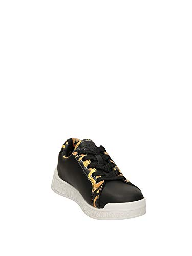 VERSACE JEANS COUTURE E0VWASP1 - Zapatillas de baloncesto de piel negra con inserciones barrocas Negro Size: 36 EU