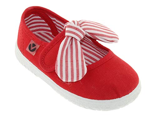 victoria Plano VICTORIA MERDECITA OJALÁ Lona con Lazo DE Rayas EXTRAÍBLE Y Cierre DE Tira ADHERENTE 105110-KIDS para Unisex-niños Rojo 18