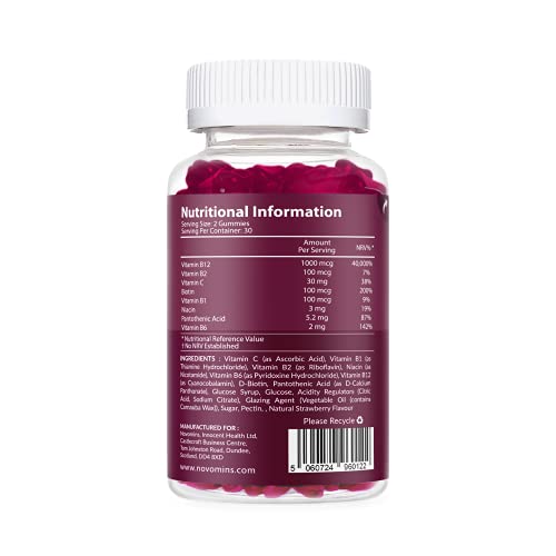 Vitamina B12 en Gominolas de Novominis Nutrition – Sin Gluten y NO-OGM – Vitamina B 12 1000 mcg – 60 Gominolas Veganas de Vitamina B12 de Alta Potencia – Gominolas de Vitaminas