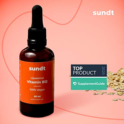 Vitamina B12 liposomal en gotas para el bienestar físico y mental - Frasco de 60 ml - 30 aplicaciones - vegano y sin OMG - Hecho en la UE - Sundt Nutrition® Suplemento alimenticio