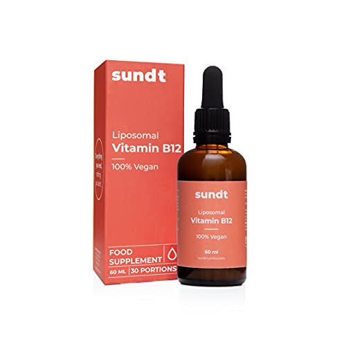 Vitamina B12 liposomal en gotas para el bienestar físico y mental - Frasco de 60 ml - 30 aplicaciones - vegano y sin OMG - Hecho en la UE - Sundt Nutrition® Suplemento alimenticio