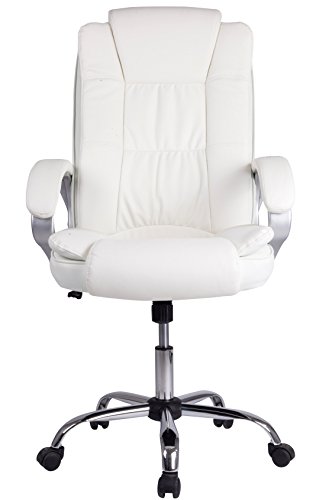 VS Venta-stock Sillón de Oficina Karen elevable y reclinable, Piel sintética, Color Blanco
