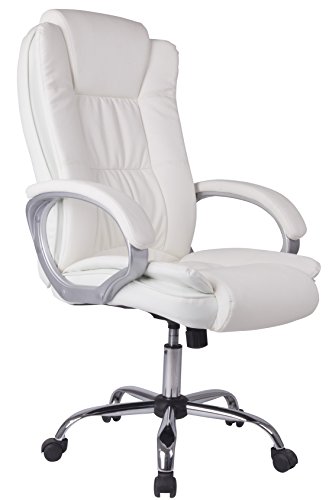 VS Venta-stock Sillón de Oficina Karen elevable y reclinable, Piel sintética, Color Blanco