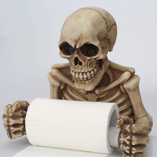 WCYPOT Soporte para Papel higiénico Calaveras de Esqueleto Soporte Decorativo para Papel higiénico en Scary Halloween Decoración de baño Placas de Pared Dispensador de Papel higiénico, Espeluznante