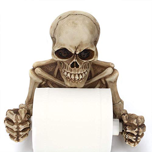 WCYPOT Soporte para Papel higiénico Calaveras de Esqueleto Soporte Decorativo para Papel higiénico en Scary Halloween Decoración de baño Placas de Pared Dispensador de Papel higiénico, Espeluznante