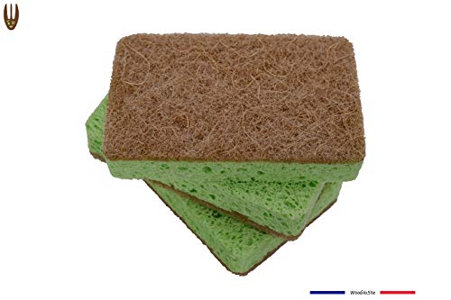 Wooglaste - Esponja Platos - Doble Cara - Multiusos - Celulosa para Lavar - Sisal para Fregar - Lavado de Cocina - Limpieza de Casas - Eficaz sin Rayar - Juego de 10