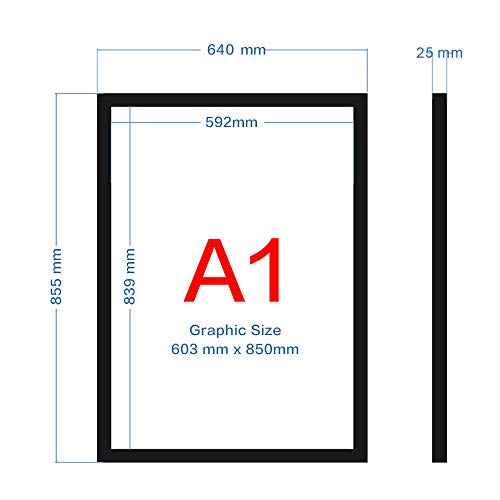 WORLED-Caja de Luz LED Magnética Ultrafino Formato A1 o A2 con marco de aluminio para publicidad/Cartel iluminada LED para escaparate, eventos, promociones, menus (A1) Muestra la imagen a un lado