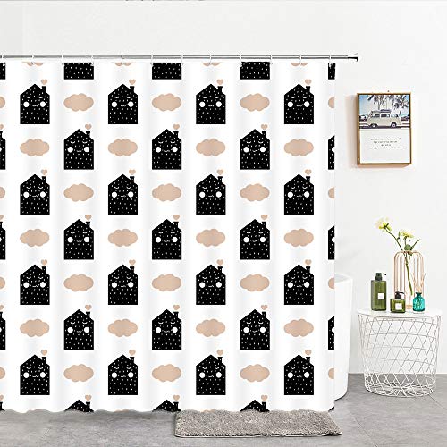 XCBN Gancho de baño Lindo de Dibujos Animados con Gancho Impermeable Simple Cortina de Ducha de baño Decorativa para niños Impermeable y Moho A5 150x200cm