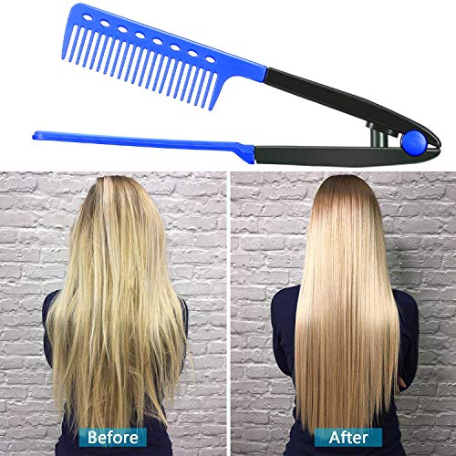 XLKJ 2 Pcs Plancha para Pelo, Peine Alisador, Peine de Pelo en Forma de V, Peines para el Cabello de Salón