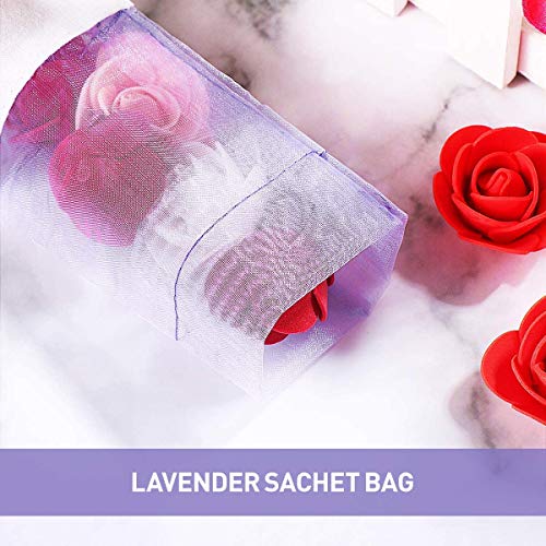 XLKJ 30 Pcs Bolsas de Lavanda, Bolsas vacías de Lavanda moradas, Bolsa con cordón para Lavanda Especias y Hierbas, Bolsa de Perfume púrpura para Ropa Cajones