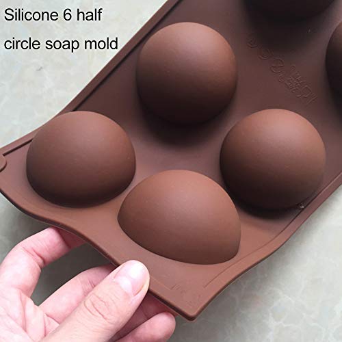 XYDZ Moldes de Silicona con Forma de Cúpula de 6 Agujeros, Juego de 3 Moldes para Hornear de Silicona Redonda de Media Esfera para Hacer Chocolate, Pastel, Gelatina, Mousse de Cúpula(Chocolate)