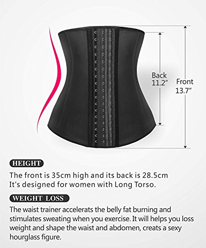 YIANNA Fajas Reductoras Mujer Largo Torso Waist Trainer Corset Cinturilla Reductora Faja Colombiana Cintura Postparto Negro, 110288 Size S