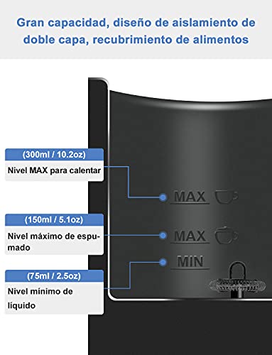 YISSVIC Espumador de Leche Electrico Vaporizador de Leche Electrico 4 en 1 300ml 600W Acero Inoxidable Espuma Leche Caliente/Frío