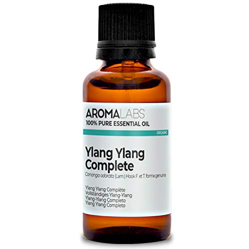 Ylang Ylang Completo Orgánico - 30 ml - Aceite esencial 100% natural y Orgánico - calidad verificada por cromatografía - Aroma Labs