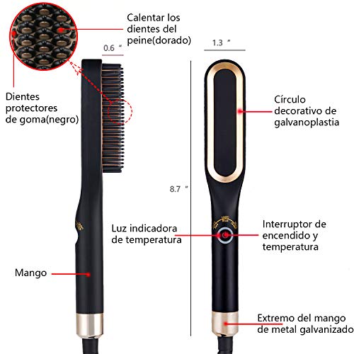 Yoyika Cepillo Alisador de Barba y Cabello para Hombres, Alisador de Pelo Peine Electrico Plancha de Pelo Profesional Multifuncional para Hombre y Mujer, 3 Modos de Temperatura Ajustable 160-190-220°C