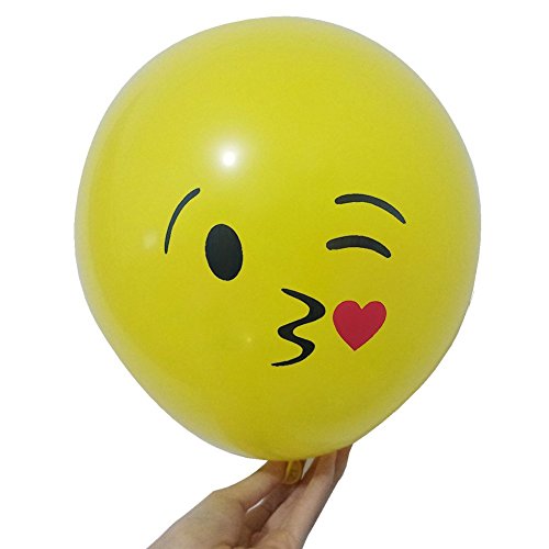 YueChen 100 Pcs Emoji Globos, Látex Globos, Smiley Face Globos para el cumpleaños del niño Suministros de Fiesta favores (Globo Amarillo)