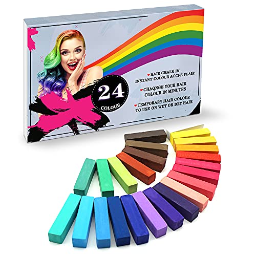 YUHENGLE Tiza para el cabello, 24 colores de color temporal para el cabello, colorido profesional cera, múltiples opciones de color, para carnaval, fiesta, Navidad, cumpleaños, Halloween